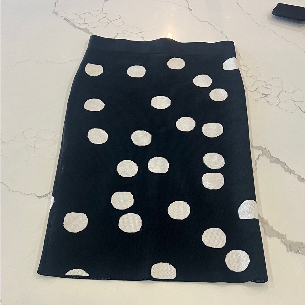 Ann Taylor Black and White Polka Dot Pencil Skirt